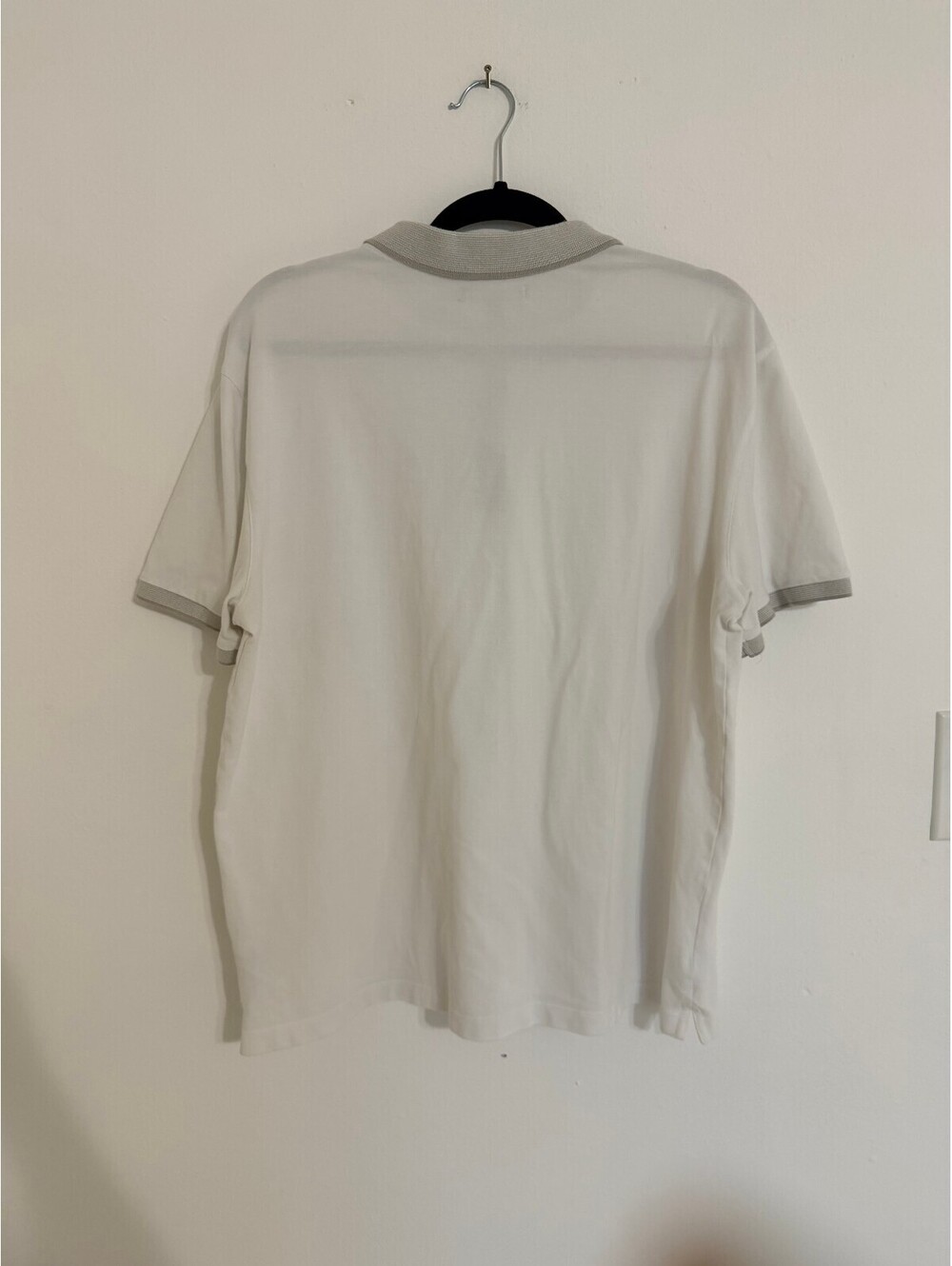 Banana Republic Performance Pique Polo Shirt White Gray Trim Men's XL - Picture 5 of 7